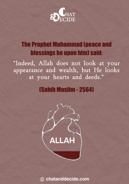 Allah judges by hearts and deeds, not by appearance or wealth.